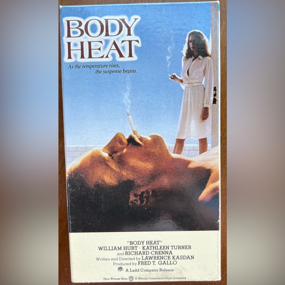 Body Heat VHS tape Starring William Hurt, Kathleen Turner, Mickey Rourke